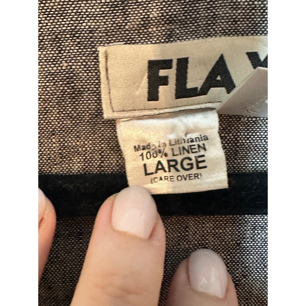 FLAX Womens Large 100% Linen Button Down Tunic Top Heathered Grey Lagenlook - Picture 2 of 5